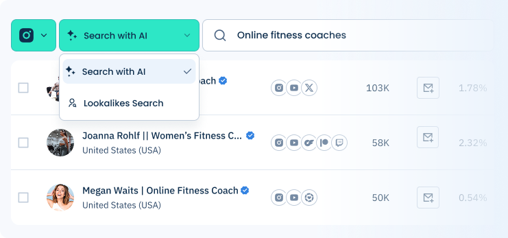 AI Search and lookalike filters interface